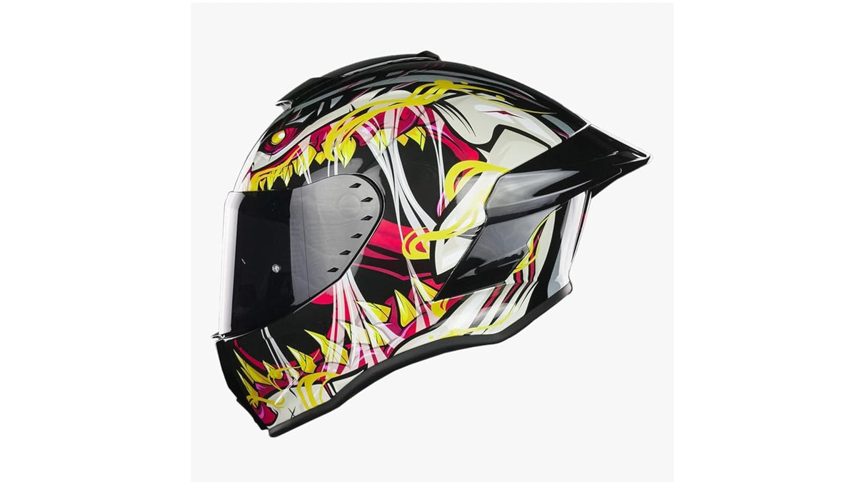 KOV Casco Buster SKUALO Negro Integral para Moto Certificado Dot