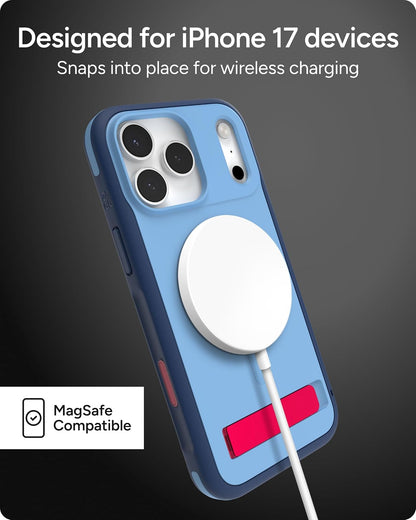 ZAGG Sedona - Funda a presión con Soporte para iPhone 17 Pro MAX - Blue Royal Ember, protección contra caídas (13ft / 4 m), protección de Revestimiento múltiple, con botón de cámara, Funda MagSafe