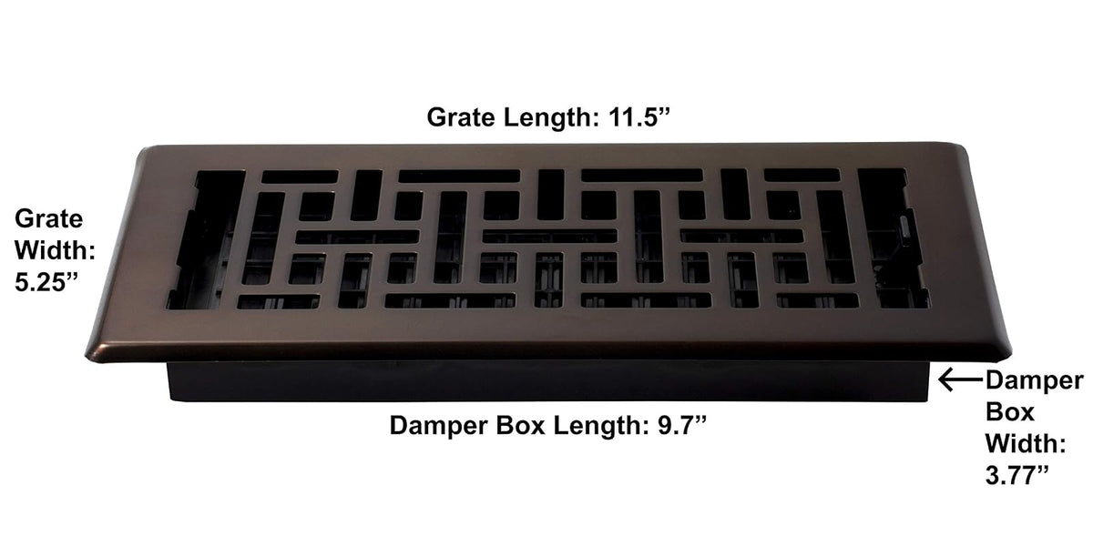 Decor Grates AJH410-RB-8 AJH410-RB-8 Oriental Floor Register, Rubbed Bronze, 4-Inch by 10-Inch, 8-Pack
