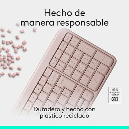 Logitech K250 Teclado Compacto Bluetooth para Windows, ChromeOS ó iOS, Batería de 12 Meses - Color Rosa
