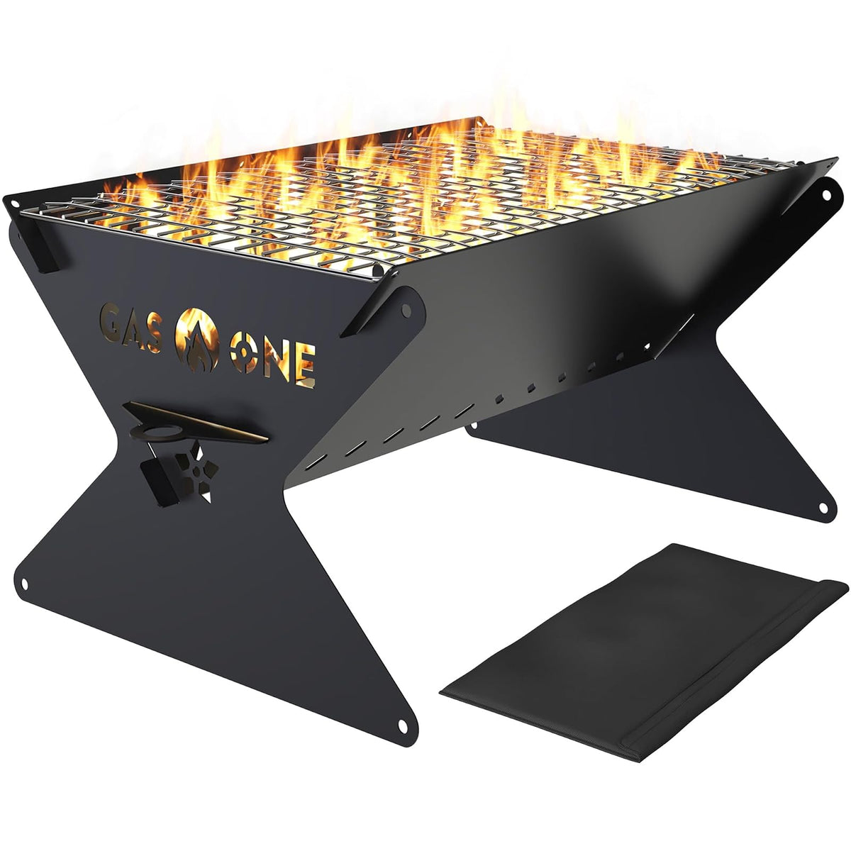 GasOne - Parrilla portátil de carbón de 15 pulgadas, parrilla plegable para barbacoa, parrillas de camping para patio trasero, hoguera, patio, fogata portátil de alta resistencia, equipo de cocina de