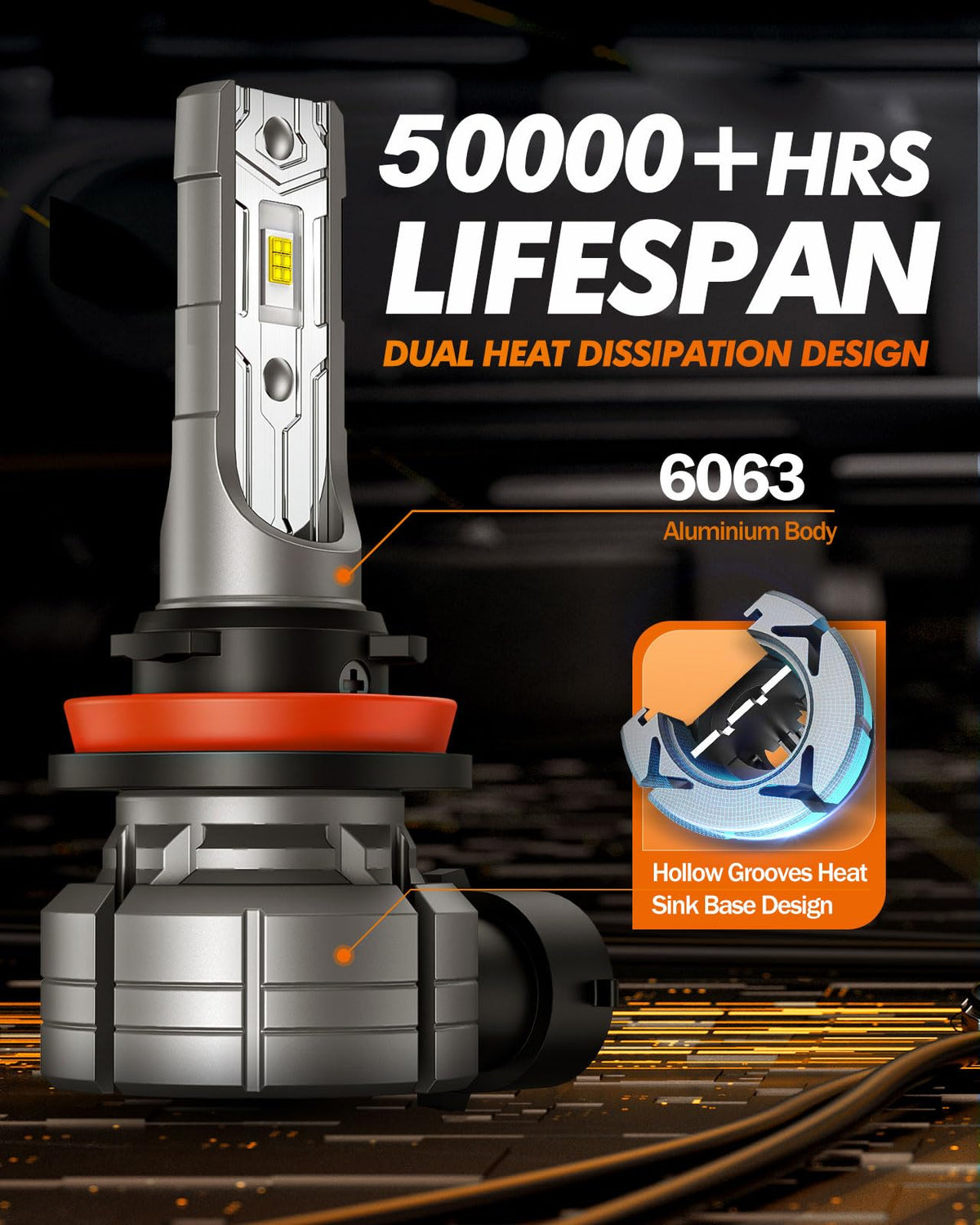 SEALIGHT Foco LED Antiniebla H11/H8/H16, 14000 lm, 24 W, 6500 K Blanco Frío, IP68, Paq. de 2