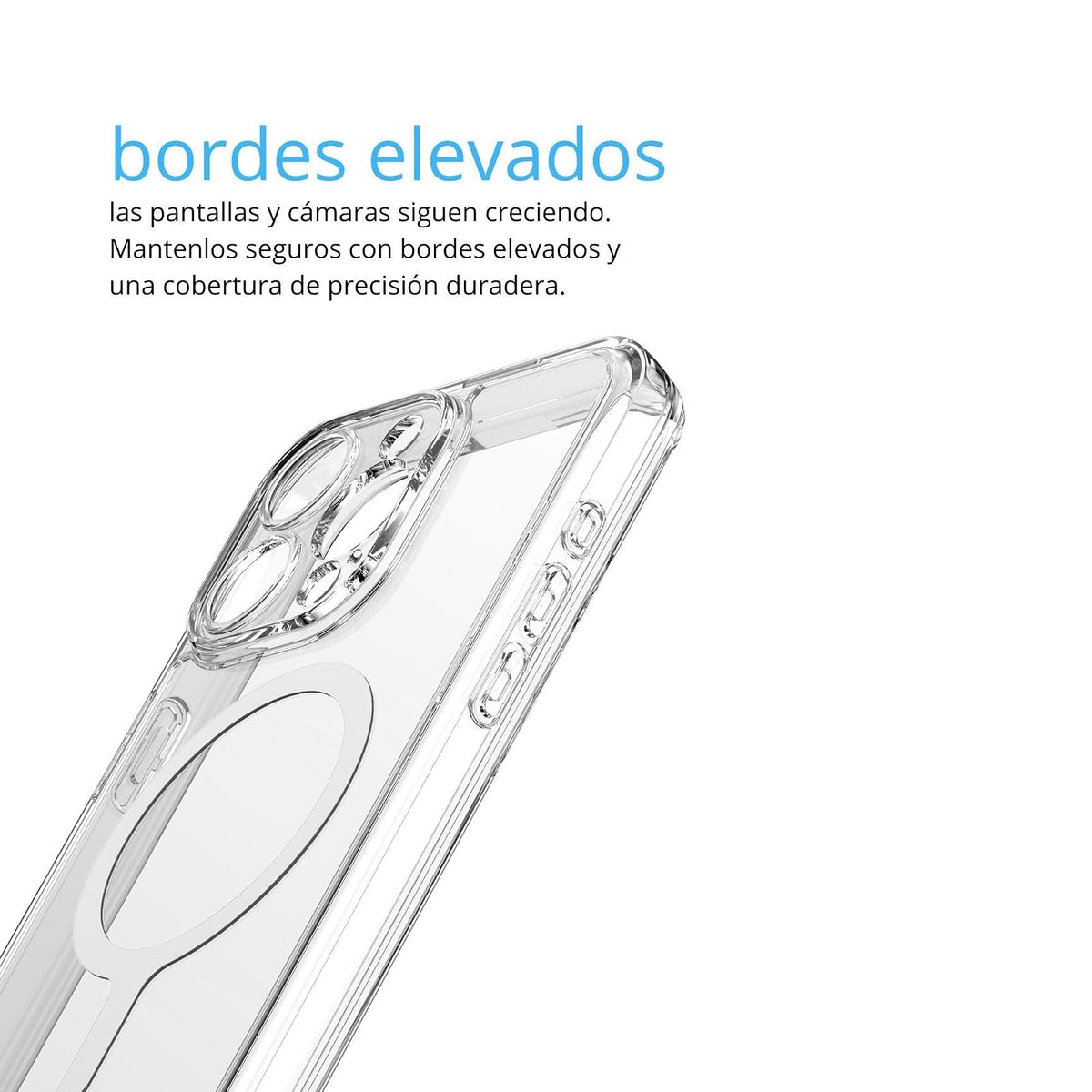 Avana Ice Funda con MagSafe Compatible con iPhone 15 Pro MAX, Resistente a Caídas de 3m, Bisel Elevado, Protección Antimicrobiana - Transparente