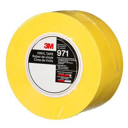 3M - Cinta de marcado de piso duradera 971, amarillo, 3 x 36 yardas, 17 mil, vinilo resistente, ideal para áreas de alto tráfico, codificación de colores, color vibrante, eliminación limpia