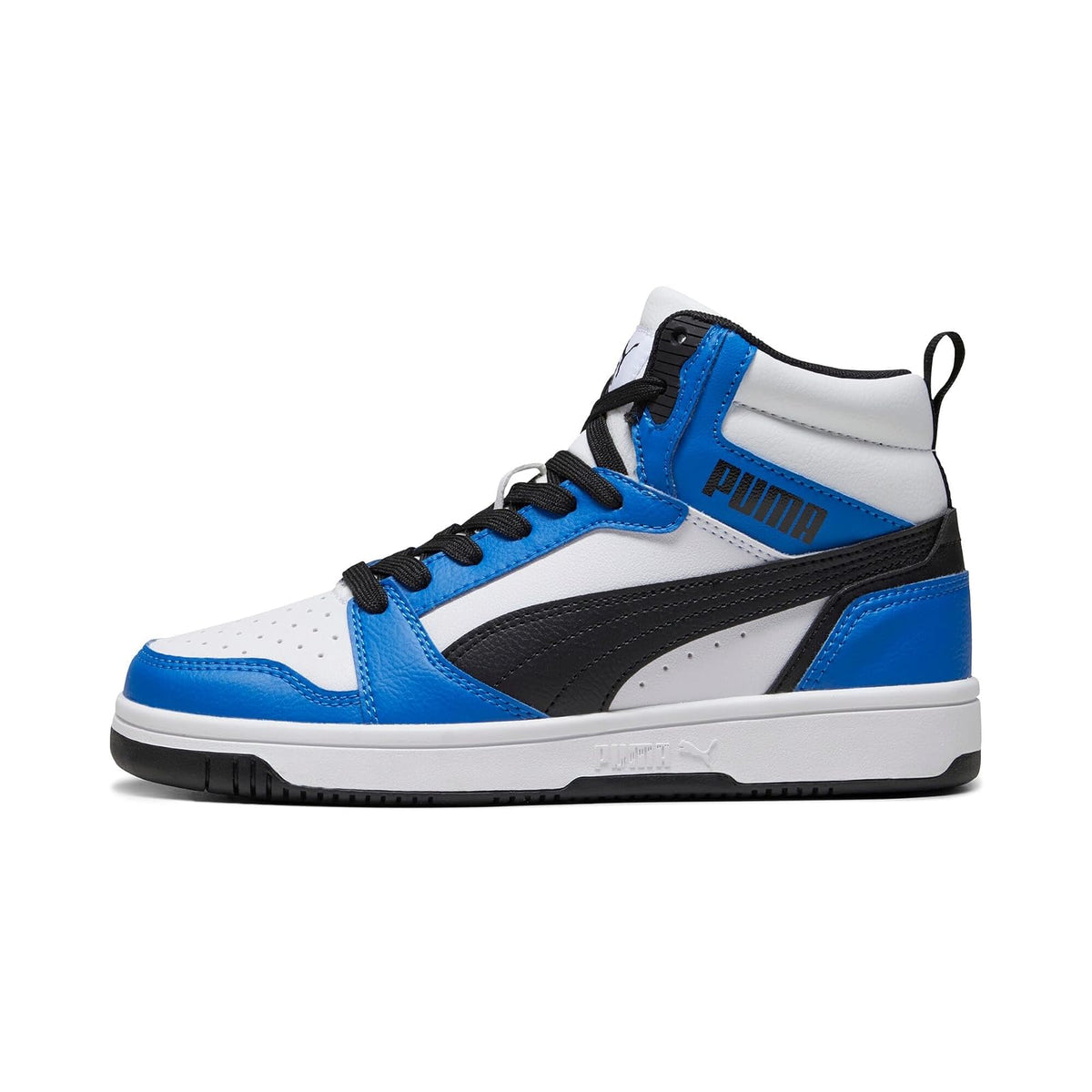 Tenis Puma Rebound V6 Mid Jr Unisex Adulto - 24.5 cm - Blanco con Azul