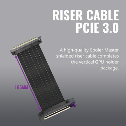 Cooler Master Master Accessory - Kit de soporte vertical para tarjetas gráficas versión 2 con cable elevador premium PCI-E 3.0 x 16-165 mm, compatible con todos los chasis ATX estándar (MCA-U000R-KFVK01)