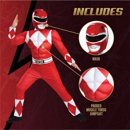 Disguise Red Ranger - Disfraz clásico para niño, rojo, mediano/(7-8)