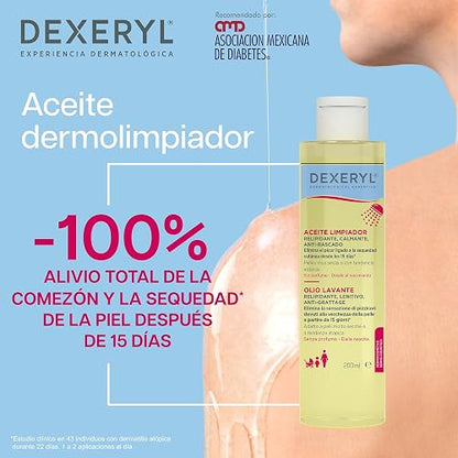DEXERYL, Aceite de Ducha para Piel Seca o Sensible, Recomendado por la Asociación Mexicana de Diabetes, 200 ml