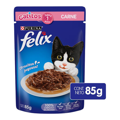 Purina Felix Pouches Gatito Gatitos Comida Pouch 24x85g Carne 2.04E+3 gramo 2.25 kilogramos
