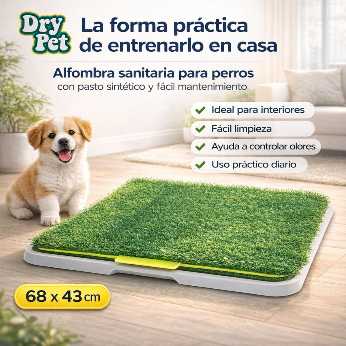 Fancy Pets Dry Pet Doggie Grass Tapete Entrenador para Perro Tamaño Chico