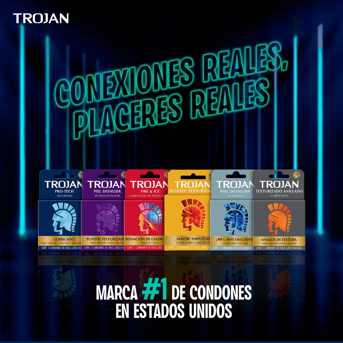 Trojan Condones Piel Desnuda Sensibilidad Caja con 54 piezas. 40% más Delgado, Sensación Increíblemente Natural. Seguridad Comprobada con Lubricante Premium, Bajo Olor a Látex Probado Electrónicamente