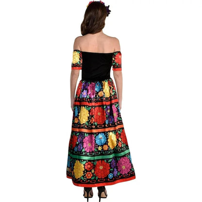 Amscan - Juego de vestido de belleza y diadema multicolor con calavera de azúcar, extragrande (14-16), disfraz encantador del día de los muertos