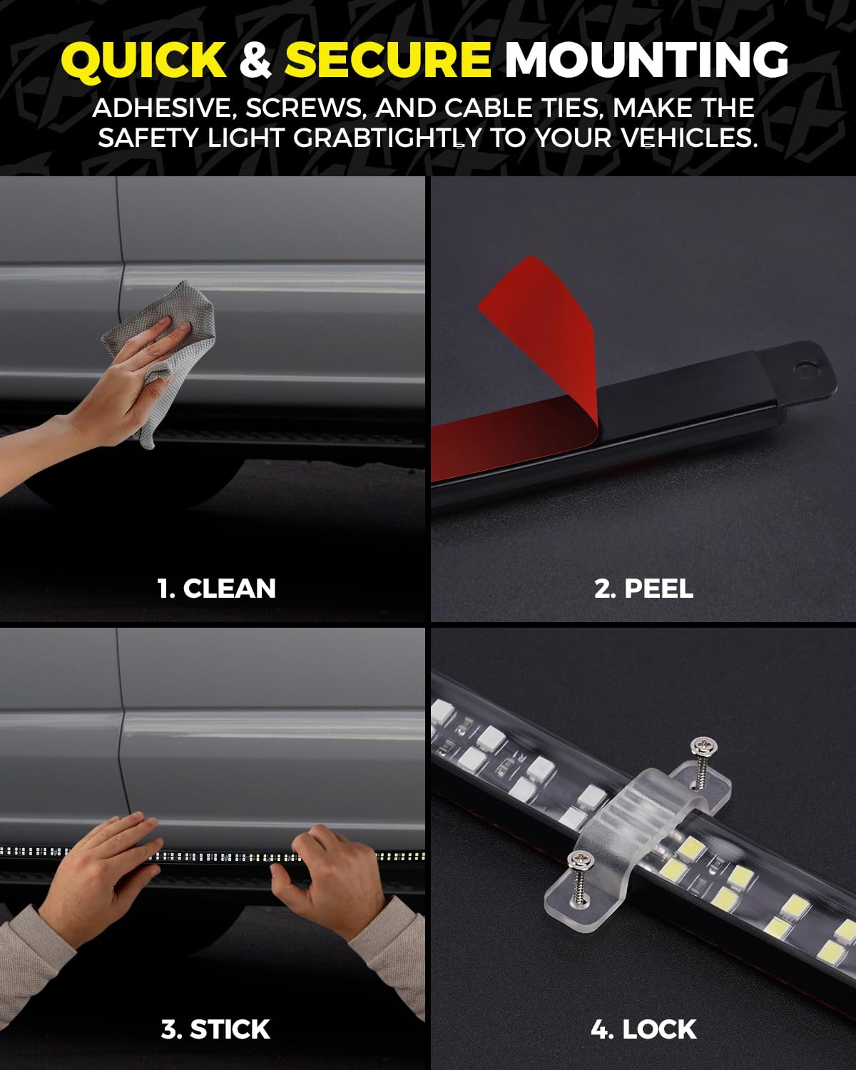 Xprite - 2 luces de estribo de 70 pulgadas, 864 luces LED estroboscópicas de emergencia, tira de luz LED para camión, resistente al agua, luces de emergencia para camiones, camionetas, camionetas, SUV