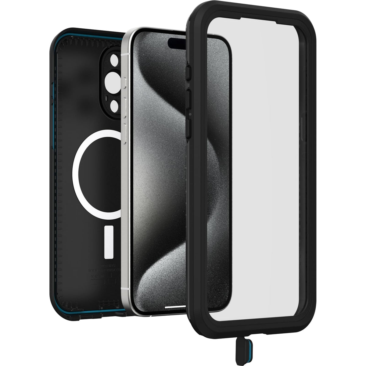 OtterBox - Funda Impermeable para iPhone 15 Pro MAX (Solamente) Serie FRĒ con MagSafe (diseñada por LifeProof), Color Negro, Impermeable, 60% plástico Reciclado, Elegante y Elegante