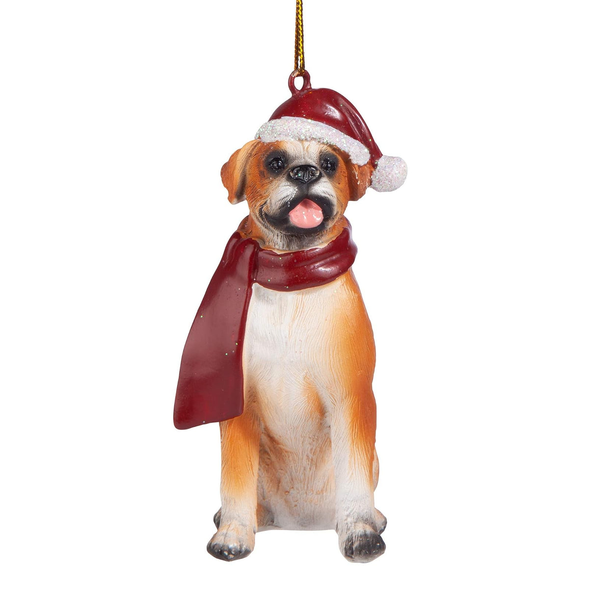 Design Toscano Adorno Navideño de Perro con Gorro Navideño - Boxer