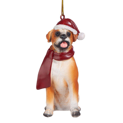 Design Toscano Adorno Navideño de Perro con Gorro Navideño - Boxer