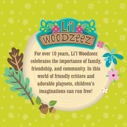 Li’l Woodzeez, Set de Picnic con osita y Cesta de Picnic, Picnic Playset | Set de 29 con osita, vestido, cesta, manta, platos, vasos, jarra y comida de juguete, Picnic Playset, 3 años y +