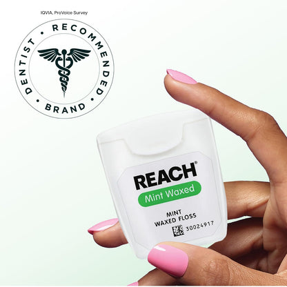 Reach Waxed Dental Floss for Plaque and Food Removal, Refreshing Mint Flavor, 55 Yards, Pack of 6