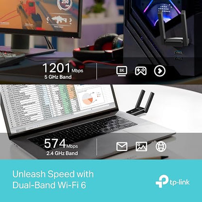TP-Link Adaptador USB WiFi Archer TX30U Plus - WiFi 6 AX1800 Doble Banda - hasta 1.8 Gbps - Antenas de Alta Ganancia - USB 3.0 - MU-MIMO y OFDMA - Compatible con Windows