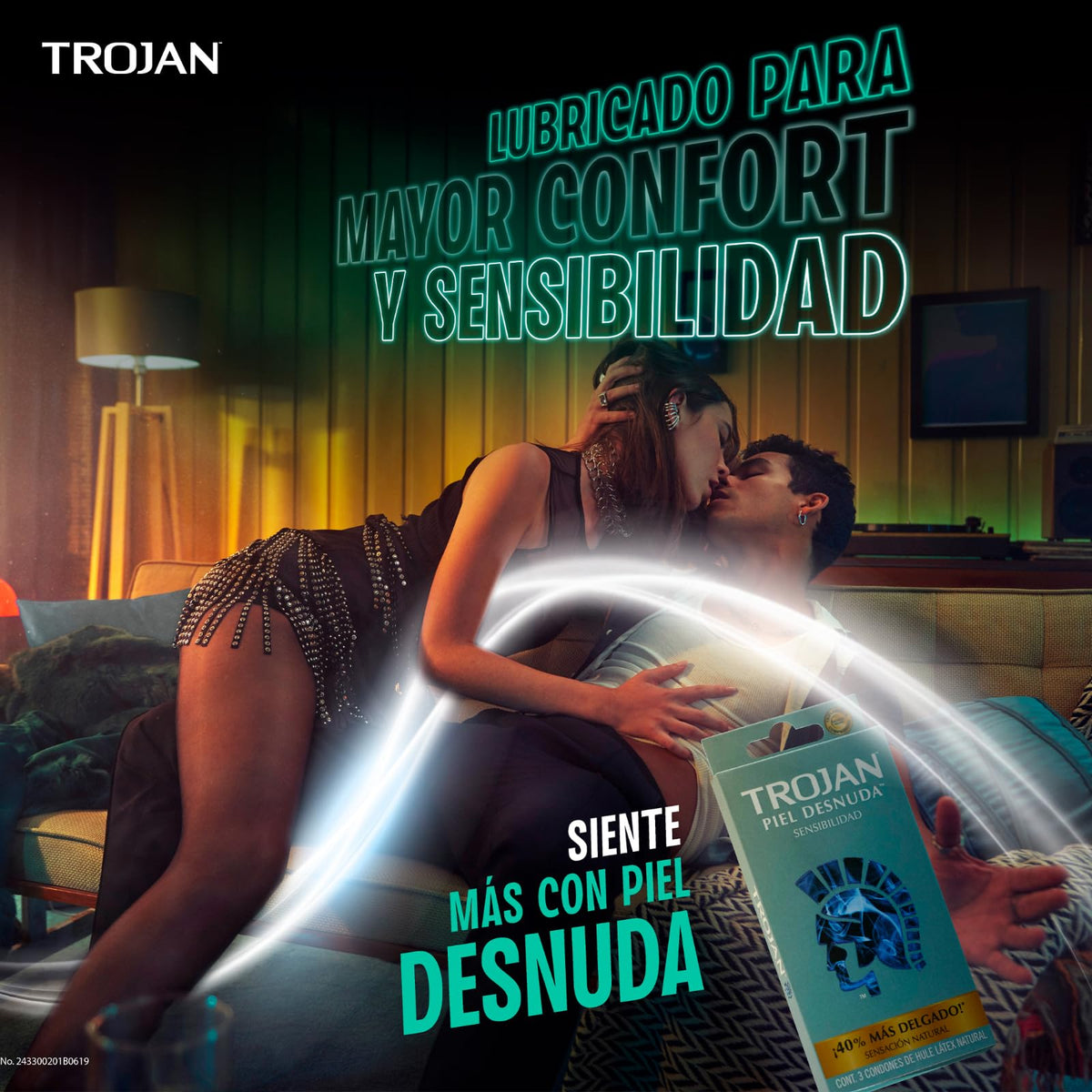 Trojan Condones Piel Desnuda Sensibilidad Caja con 54 piezas. 40% más Delgado, Sensación Increíblemente Natural. Seguridad Comprobada con Lubricante Premium, Bajo Olor a Látex Probado Electrónicamente