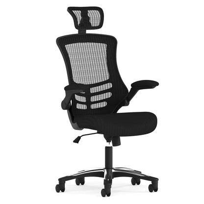 Flash Furniture High-Back Black Mesh Swivel Ergonomic Executive Office Chair with Flip-Up Arms and Adjustable Headrest