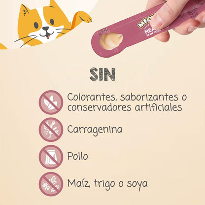 Meowee! Premio para Gato Omega 3 y 6 Piel Sana y Pelaje Brillante 20 pzas