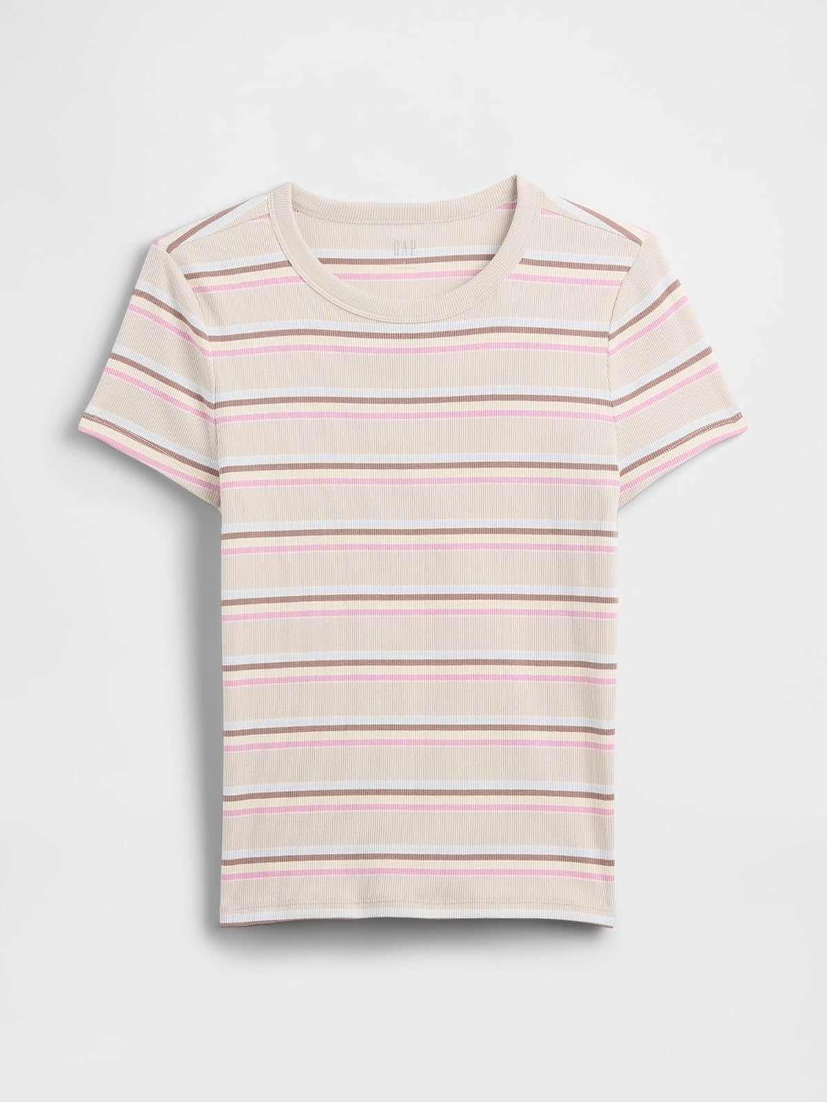 GAP - Playera de Punto Acanalada de Manga Corta para Mujer