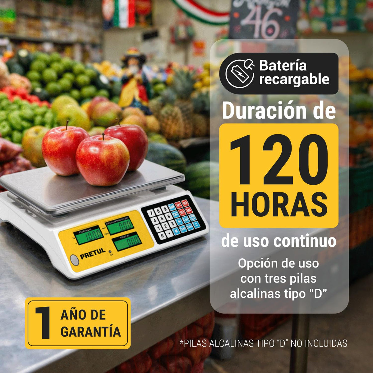 Truper BASE-40P, Báscula electrónica multifunciones, capacidad 40 kg