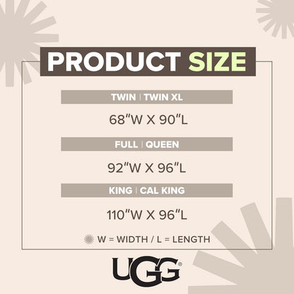UGG 23742 Aimee - Edredón básico de tamaño matrimonial, hipoalergénico con relleno de loza, lavable a máquina, 90 x 92 pulgadas, edredón alternativo cosido en caja, matrimonial/Queen, blanco brillante
