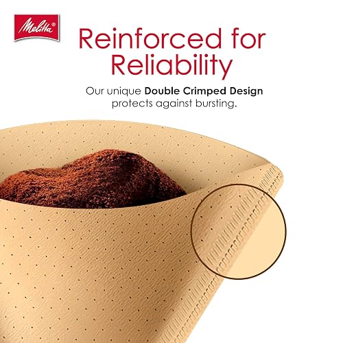 MELITTA Natural Brown #4 Cone Filters, Cone Coffee Filters, Replacement Filters, Coffee Maker Filters, Natural Brown, 100 Count (Pack of 6)