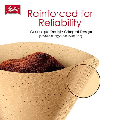 MELITTA Natural Brown #4 Cone Filters, Cone Coffee Filters, Replacement Filters, Coffee Maker Filters, Natural Brown, 100 Count (Pack of 6)