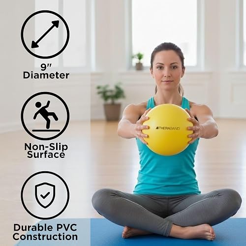 Theraband - Pelota de Ejercicio Pequeña para Yoga, 22.86 cm (9'') | Bola de núcleo inflable pequeña de 9 pulgadas para pilates, yoga, estabilidad, equilibrio y fisioterapia