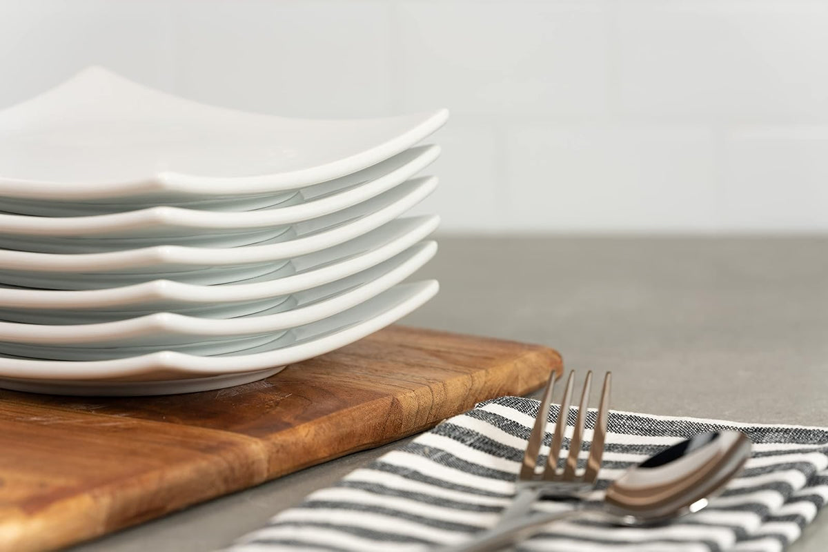 10 platos cuadrados de cerámica de fresa Street Simply White de 6 pulgadas, juego de 6 unidades