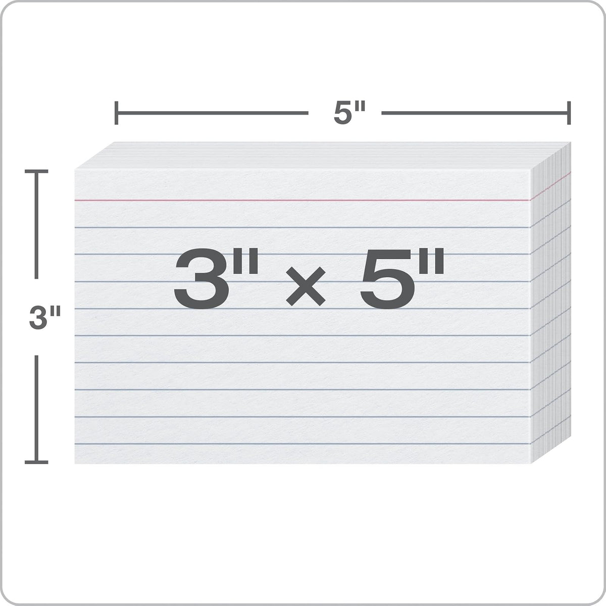 Oxford ruled tarjetas de índice, 7.6 x 12.7 cm, color blanco, 1.000 tarjetas, 10 paquetes de 100 (98833)