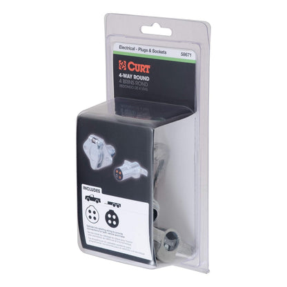 CURT Conectores de Arnés de Cableado Redondos 4 Pines 58671 para Vehículo y Remolque, Plateado