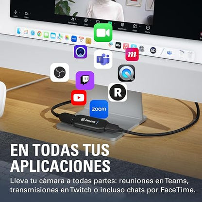 Elgato CAM Link 4K, capturadora Externa de cámara | Para DSLR/videocámara, webcam, reuniones, streams, 1080p60/4K30-60, compatible con OBS/Zoom/Discord, PC/Mac/iPad