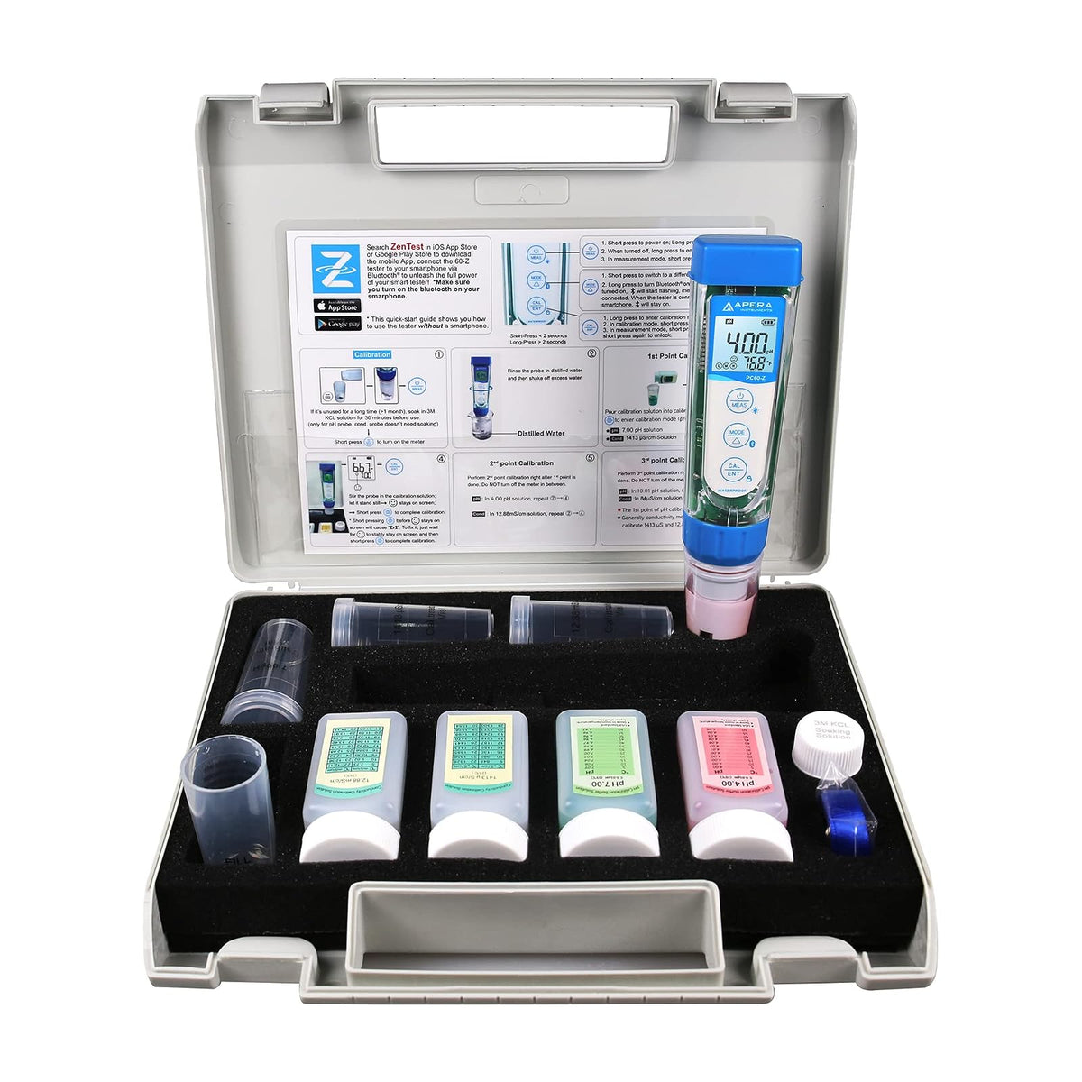 Apera Bluetooth® Smart Tester Negro estación dock para móvil, pH+EC+TDS+Salinidad+conductividad