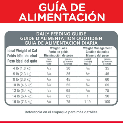 Hill's Science Diet Light Croquetas Control Bolas Pelo para Gato 3.2Kg | Croquetas Hill's para gato, pollo real, control de peso, músculos magros, fibras naturales de saciedad