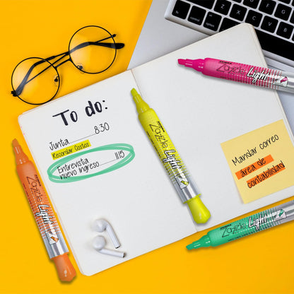Zebra Resaltador Zazzle Light Marcatextos De Tinta Fosforescente Caja 12 Piezas Color Naranja.