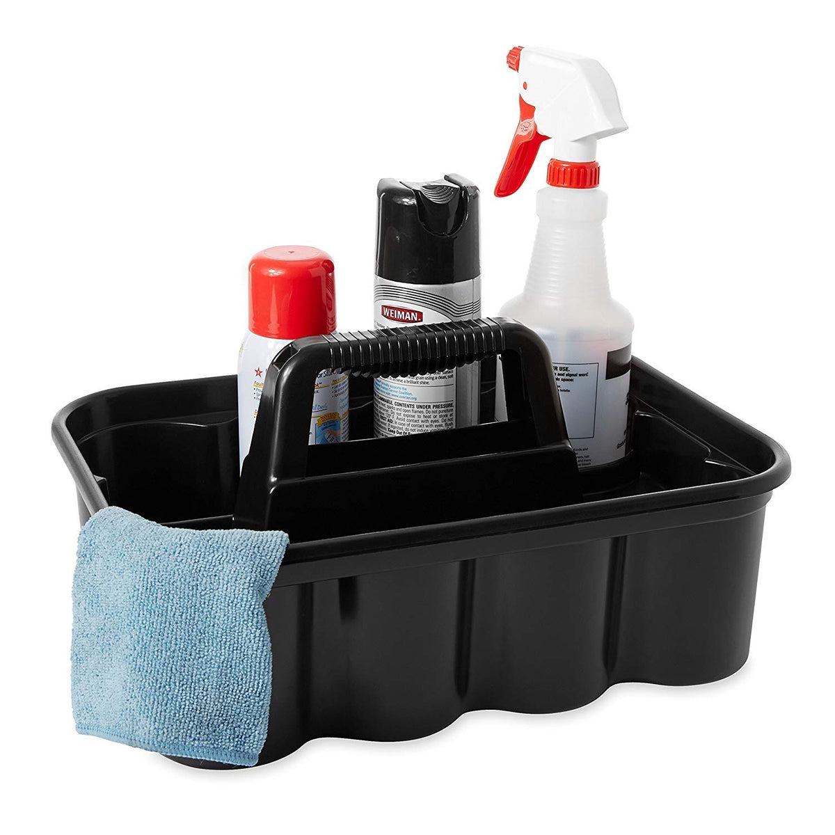 Rubbermaid Commercial Products – Caddy Porta Botellas y Herramientas para Carros de Limpieza, Organizador de Productos de Limpieza, Negro FG315488BLA
