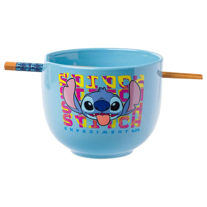 Silver Buffalo Tazón de Cerámica para Ramen con Palillos y Cuchara, 592 ml - Experimento de Lilo y Stitch 626
