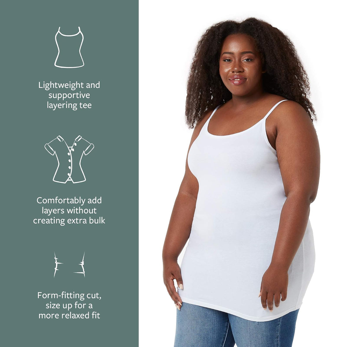 Downeast Wonder Camisole Cami Shirt Camiseta de Tirantes para Mujer