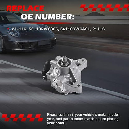 Autodevil 21-116 - Bomba de dirección asistida para RDX 2007 2008 2009 2010 2011 2012 L4 2.3L, bomba de asistencia asistida de potencia reemplazada para 56110RWC305
