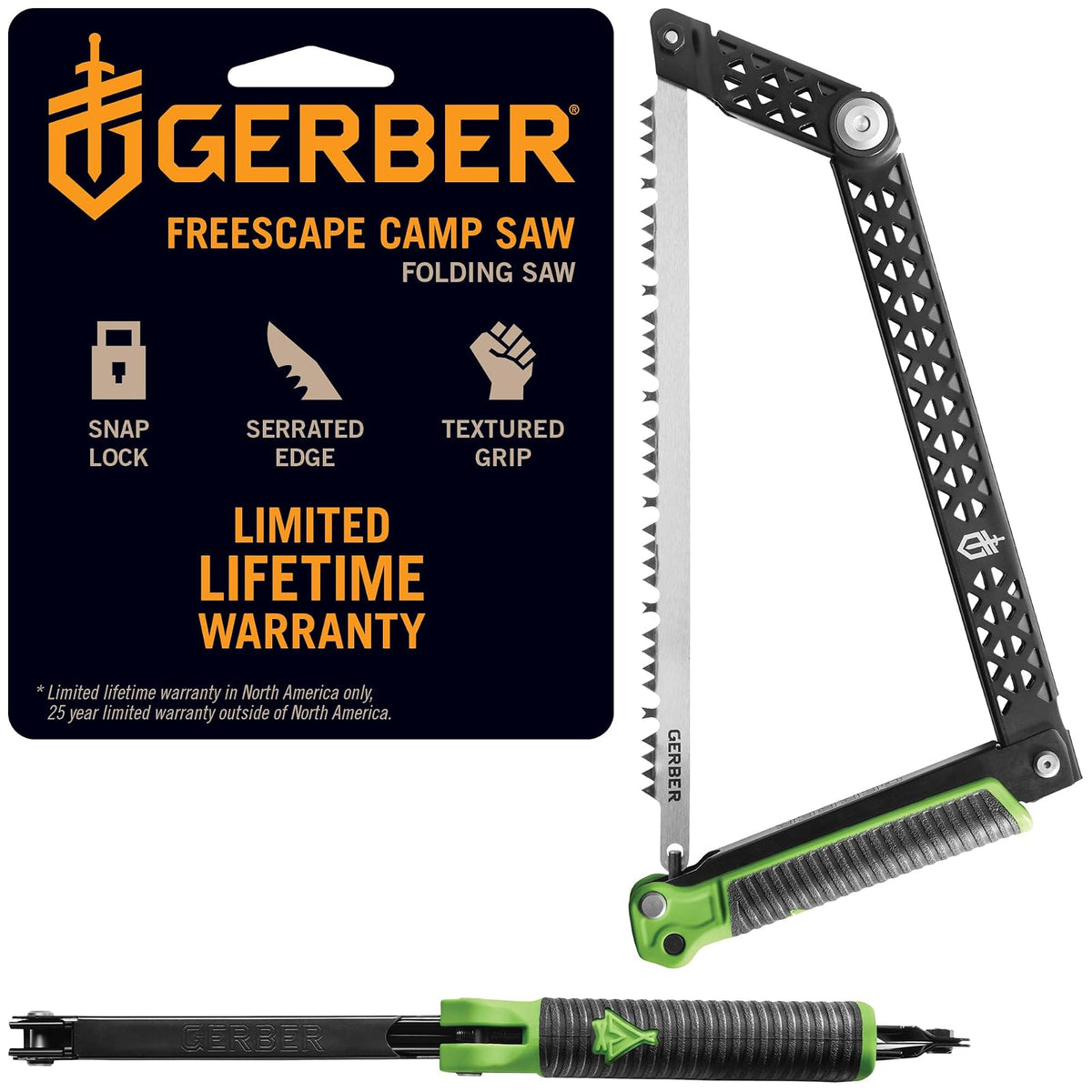 Gerber Freescape Sierra de Campamento Plegable de Mano para mochilero, Senderismo, Camping, poda y bujarra, Hoja de 12 Pulgadas