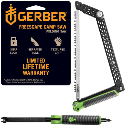 Gerber Freescape Sierra de Campamento Plegable de Mano para mochilero, Senderismo, Camping, poda y bujarra, Hoja de 12 Pulgadas