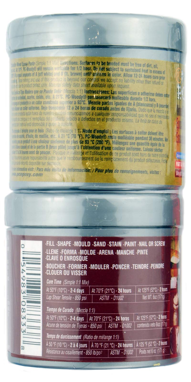 PC Products PC-Woody Two-Part Wood Repair Epoxy Paste, 6 oz in Two Cans, Tan