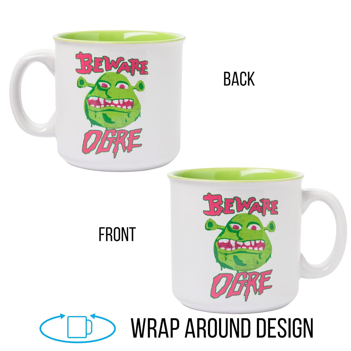 Silver Buffalo Shrek Beware - Taza de cerámica para campista (20 oz)