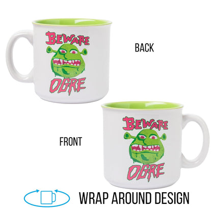 Silver Buffalo Shrek Beware - Taza de cerámica para campista (20 oz)