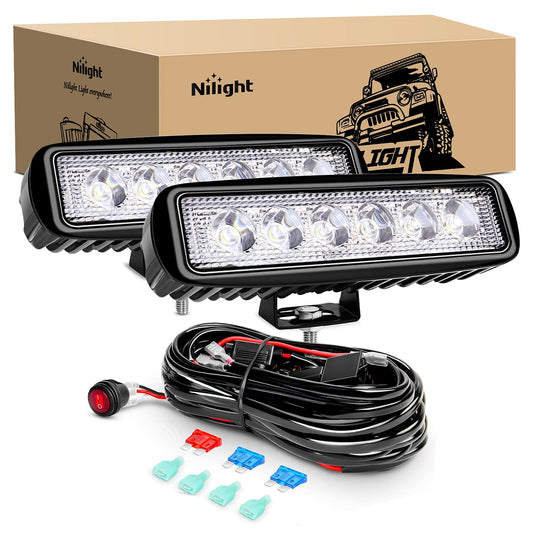 Nilight 2 Luces LED de Trabajo 18 W Puntuales con Arnés de Cableado