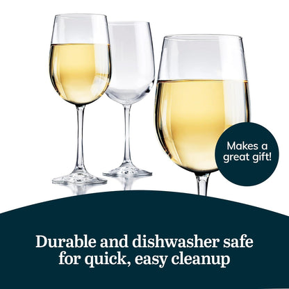 Libbey Juego de 6 copas Vina de vidrio para vino blanco, 539 ml